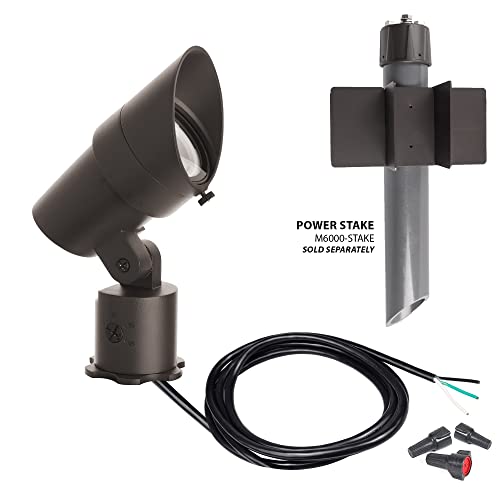 Wac Landscape Lighting, Led 120V Line Voltage Medium Size Accent Light With Adjustable Beam Angle And Integral Brightness Control 3000K Warm White Built-In Led In Solid Brass Coated With Bronze #TOP1