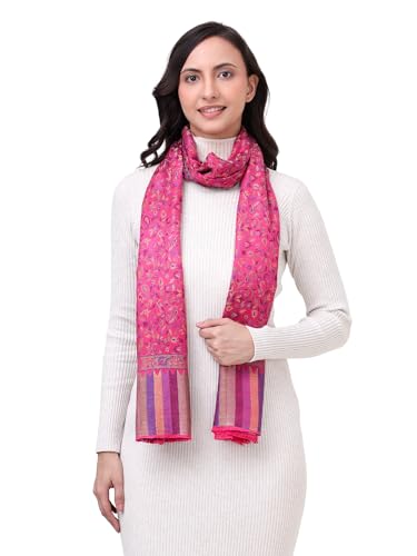 Image of EH Pashmina Stole, Reversible Jamawar weave in beautiful paisley & floral, very soft MODAL fabric, all season Stole, Scarf, Wrap.