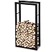 Produktbild holz4home® Kaminholzregal aus Metall Schwarz I 125x25x60 cm I Brennholzregal inkl. Ofenhandschuh I Feuerholzregal Kaminholzhalter Holzständer Holzhalter Holzlager Feuerholz Brennholz