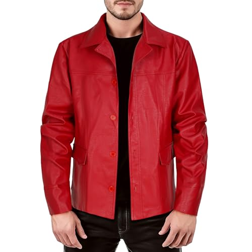 Xpsivponi Men's Red Club Jacket Classic Fashion Leather Jacket(Z2756,S)