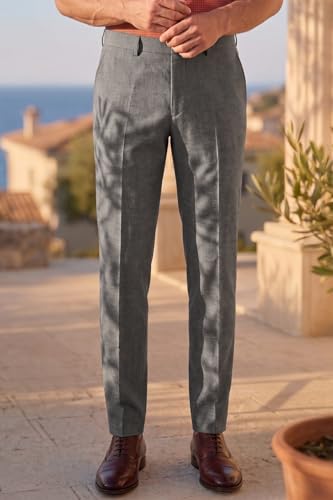 Image of Louis Philippe Men's Slim Fit Everyday Smart Wear Comfort Stretch Work Ready Solid Formal Trouser