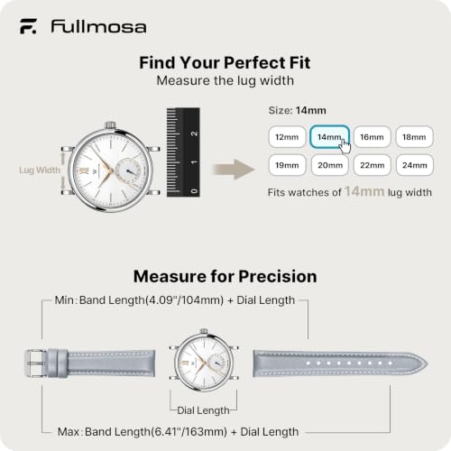 Image of Fullmosa Watch Band, Quick Release Leather Watch Strap Compatible with Samsung Galaxy Garmin for Men Women, Replacement Bands Width 12mm 14mm 16mm 18mm 19mm 20mm 21mm 22mm 24mm