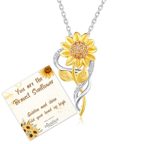 Sunflower Necklace Anklet Bracelet Earrings Ring - Sterling Silver Sunflower Jewelry Set Pendant Gifts for Women You Are My Sunshine
