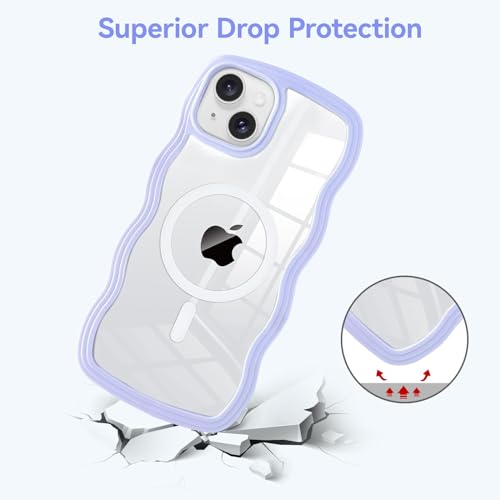 Coque iPhone 15 violette silicone TPU avec cadre ondulé esthétique QLTYPRI - 5