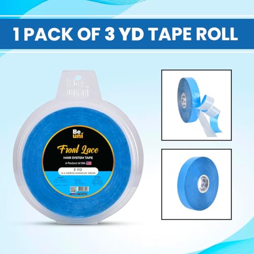 Image of Front Lace Hair Patch Tape For Men Extreme Hold No Shine Waterproof Skin Safe Medical Grade Wig Tape For Hair Systems Up To 2-4 Weeks Hold 3 Yards