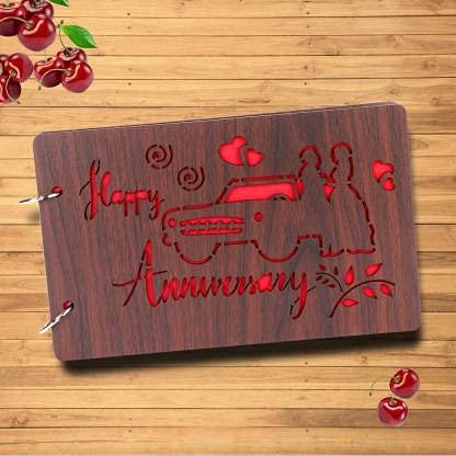RAJASTHAN VILLAWooden Scrapbook Photo Albums for Photos for Sweet Memories 1red paper' 29 black paper' II Valentine Day Special, Birthdays, Couples Husband Wife Wedding Gift Ideal (HAPPY-ANNIVERSARY)