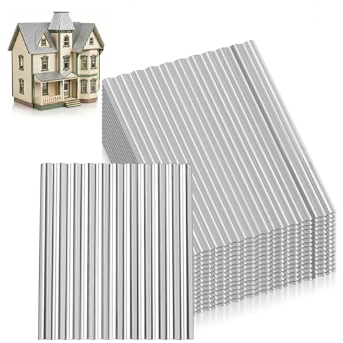 Artibetter Miniature Roof Tiles 16Pcs 1/35 Corrugated Scale Model Building Materials for Dollhouse Accessories and Architectural Scene Decoration DIY Projects
