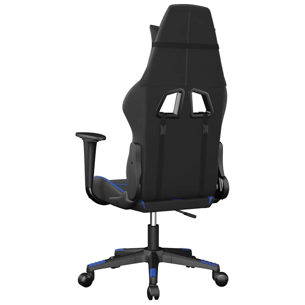Gaming-Stuhl mit Massagefunktion Schwarz Blau Kunstleder Ergonomisch Wippfunktion Höhenverstellbar Rückenlehne Drehbar mit Armlehnen Für Homeoffice Jugend PC Esport