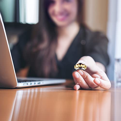 2 Pieces Copper Gear Metal Spinner Toy Small Fidget Toy Solid Metal Brass Gear Mini Steel Bearing For Adults Copper Gear Design Boredom Killing Time Toys (Black, Silver, Gold) #TOP3