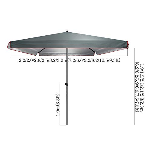 Sombrilla rectangular de 2x2m con poste de acero ajustable CLSDRZC 4