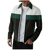 Mens Jackets Lightweight Fashion Color Block Jackets Coat Relaxed Fit Teen Boys Zip Up Workout Long Sleeve Clothes
