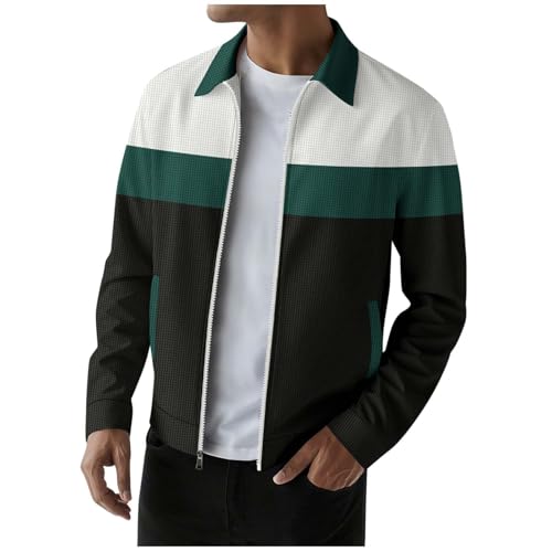 Mens Jackets Lightweight Fashion Color Block Jackets Coat Relaxed Fit Teen Boys Zip Up Workout Long Sleeve Clothes