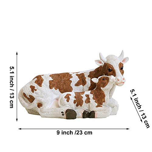 Hjj Resin Cow Statue, Simulation Cattle Model Decoration Ornament, Desk Ranch Animal Figurine, For Living Room Garden Parties Outdoor Lawn Decor,A #TOP3