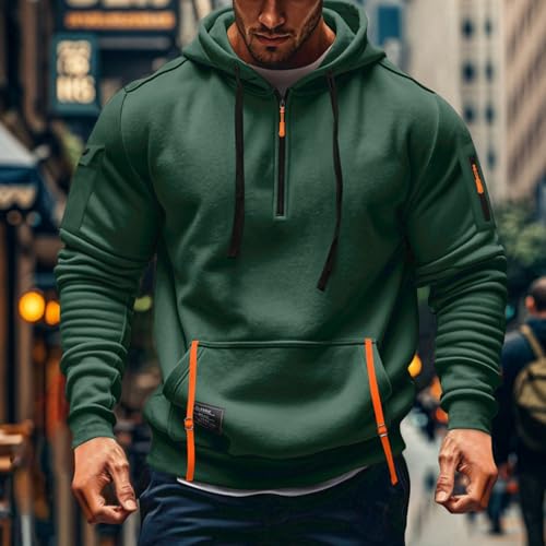 Men Big and Tall Tactical Hoodies Long Sleeve Quarter Zip Up Heavyweight Hooded Sweatshirts with Pockets2