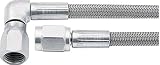 Allstar Performance AN Hose Assembly, 20 in Long, 3 AN Hose, 3 AN Straight Female to 3 AN 90 Degree Female, Braided Stainless, PTFE Lined, Each