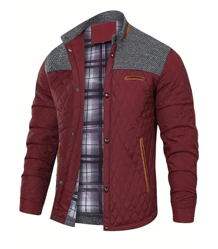 FTIMILD Men's Diamond Quilted Puffer Down Jacket Lightweight Casual Button Down Coats