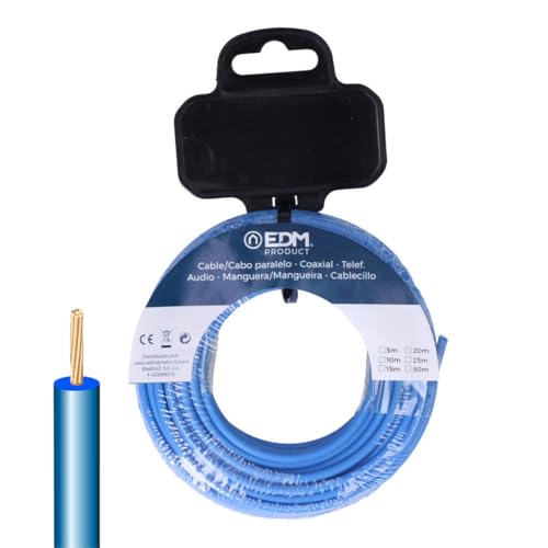 Câble électrique unifilaire bleu 15m EDM h07z1-k pour installations de maison