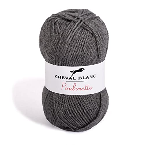 Laines Cheval Blanc - POULINETTE fil à tricoter 76% acrylique 24% laine 50g - Fil bébé, idéal pour le tricot layette