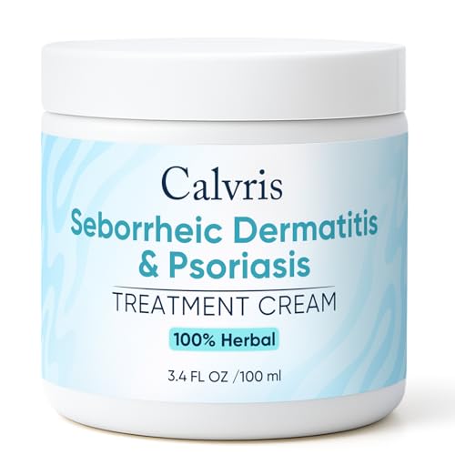 Calvris Scalp & Beard Relief Cream - Steroid-Free Botanical Formula with Kudzu Root Goldthread & Jojoba Extract - Soothing Relief & Cooling Sensation - for Dry Itchy Scalp & Skin (3.4 Fl Oz) (A)