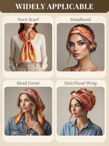 Image of Ravaiyaa - Attitude is everything Women Printed Silk Bandana 21 x 21 Inch Square Headband & Hair Wrap, Soft & Versatile | Fashion Neck Wrap