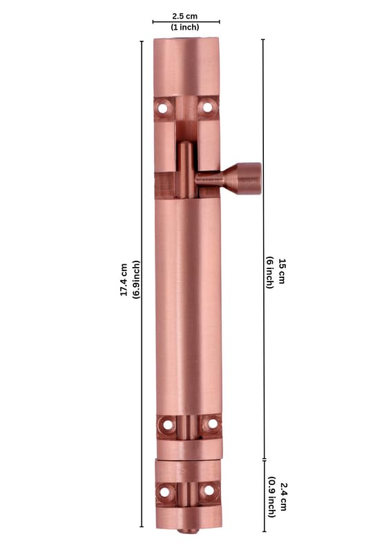 FIT N FORGET Premium Heavy Aluminium 6 Inch Tower Bolt | Door Stopper | Door Lock Latch for Home, Office Doors,Main Doors,Windows | kundi | chitakni | Chitkini(Rose Gold Finish)(Pack of 2) 1