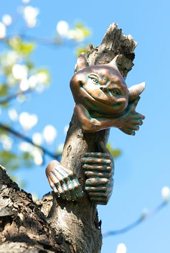 Garden Mile Adornos de jardín de duendes de elfo para árbol de duende para exteriores, soporte para plantas de resina, impermeable, estatuas y esculturas montadas en la pared