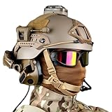 rabuu Airsoft Helmet Set with Tactical Headset, Goggles, Signal Light, Mask & L4G24 Mount - Outdoor Hunting CS Paintball Gear(B)