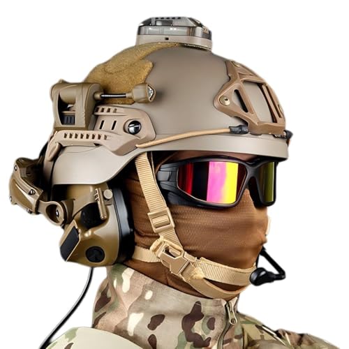 rabuu Airsoft Helmet Set with Tactical Headset, Goggles, Signal Light, Mask & L4G24 Mount - Outdoor Hunting CS Paintball Gear(B)