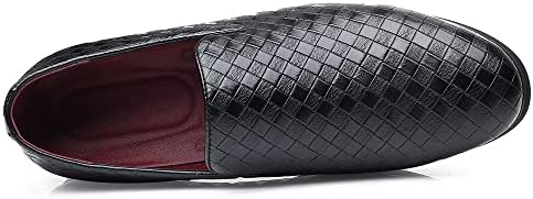 Santimon Men's Woven Moccasin Smoking Loafers Dress Casual Easy Slip-On Leather Formal Lightweight Driving Walking Shoes Black 12.5 US | Image 2
