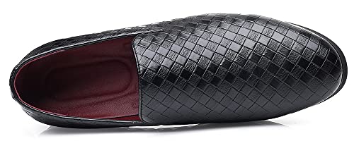 Santimon Men's Woven Moccasin Smoking Loafers Dress Casual Easy Slip-On Leather Formal Lightweight Driving Walking Shoes3