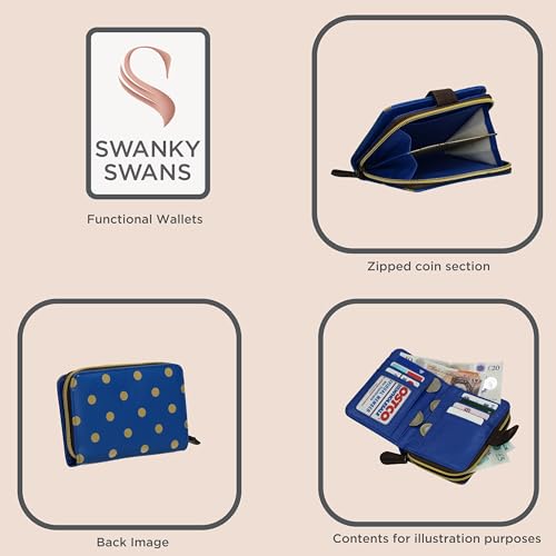SwankySwans Owl Butterfly Map Animal Print Polka Dot Plain Bi-fold Wallet (Polka Blue) - Image 5
