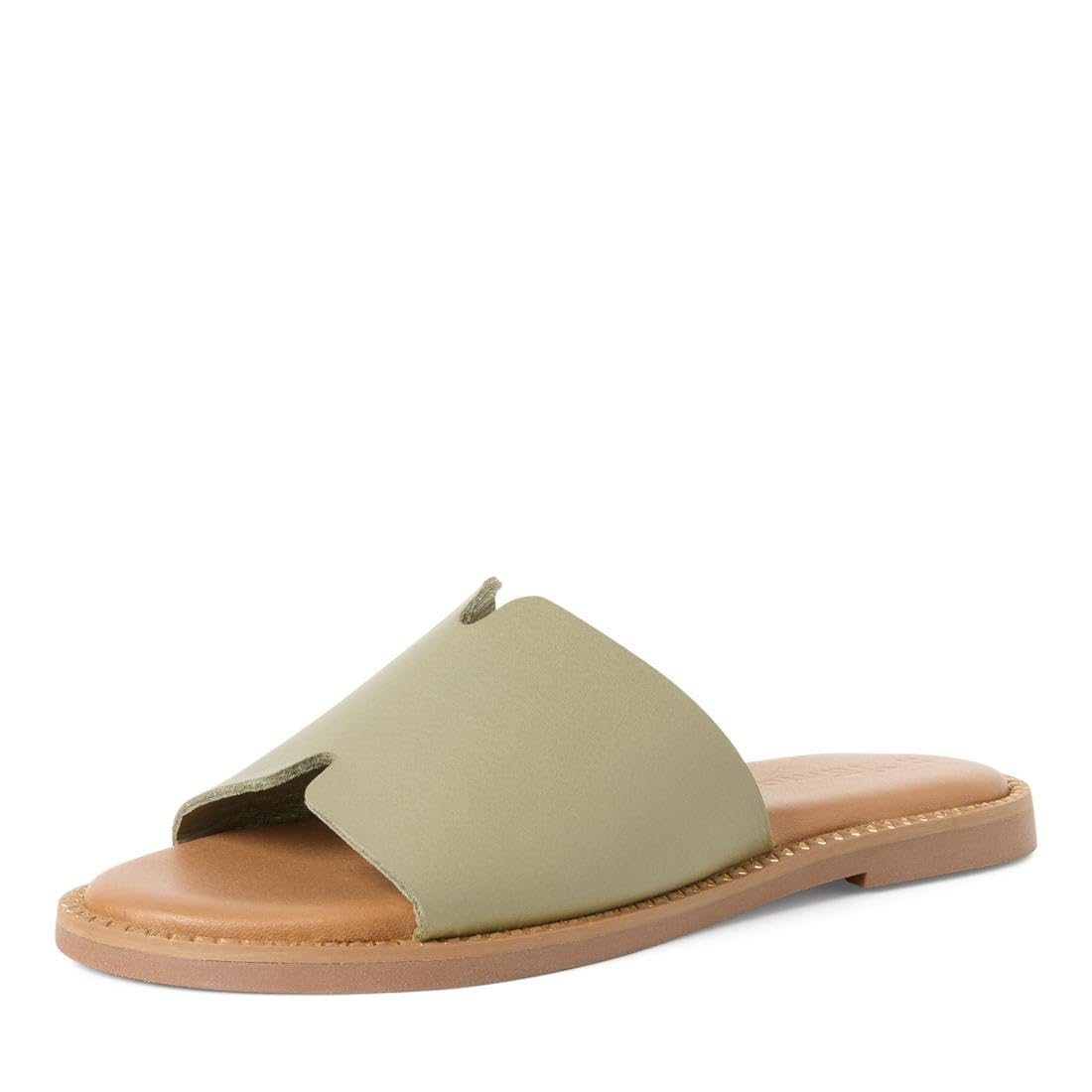 Tamaris Women's leather mules flat green 6.5 UK