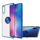 Xiaomi Mi 10 Case [360° Ring Stand] Crystal Clear [Electroplated Edge] Silicone [Fit Magnetic Car Mount] Thin Cover Compatible with Xiaomi Mi10 (Mi 9, Blue)