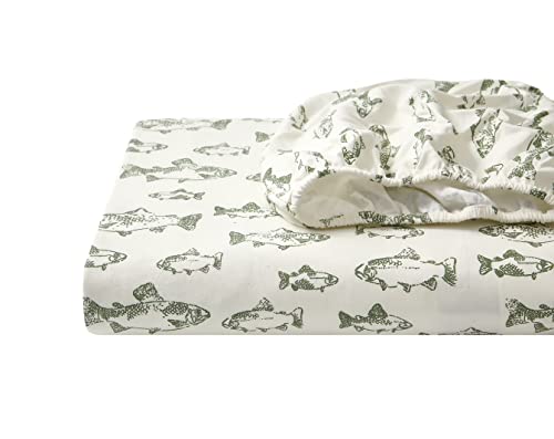 Eddie Bauer - Flannel Collection - Cotton Bedding Sheet Set, Pre-Shrunk & Brushed For Extra Softness, Comfort, And Cozy Feel, Twin, School Of Fish,194645 #TOP4