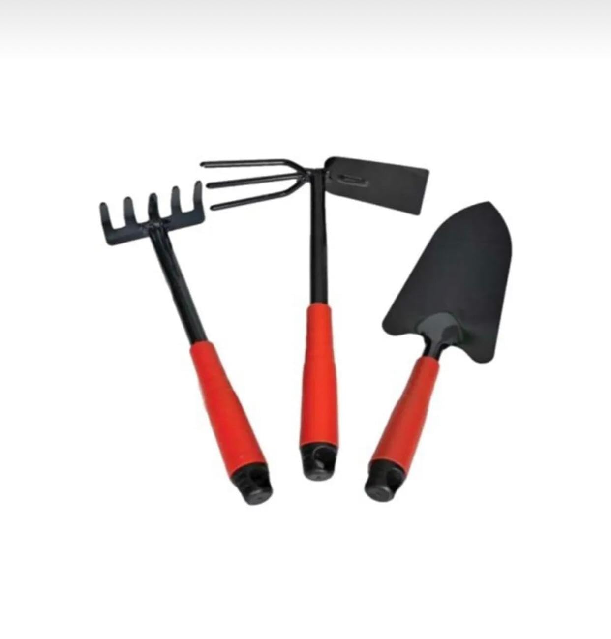 Bahçe El Aletleri Seti, 30 cm Kürek, Tırmık ve Çapa, Kırmızı-Siyah, 3 Parça