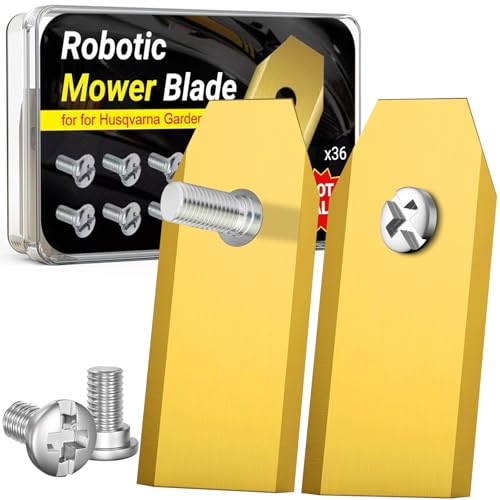 VIBINHO 36 Piezas Cuchillas para Cortacésped, con 36 Tornillos, Cuchillas para Cortabordes de Acero Inoxidable Compatible con Husqvarna, Gardena, Yard Force, Ferrex y McChulloch