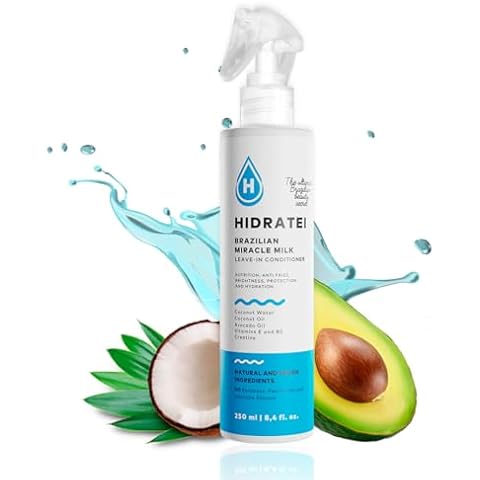 Hidratei Brazilian Healthy Leave In Conditioner | Detangler Spray | Anti-Frizz Spray | 24+ Hour Protection from UV, Heat, & Frizz | Reduces Breakage | Vegan Hair Treatment for All Hair Types 8.4 Oz Cover