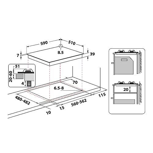 Piano de cuisson à gaz Whirlpool GMAL 6422IXL 4 brûleurs Commandes frontales Inox - vue 4