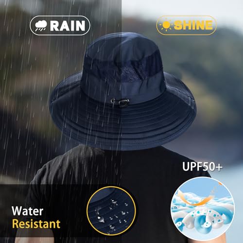Image of Cooling Sun Hat for Men Women,Wide Brim Bucket Hat Foldable Boonie Hat for Fishing Hiking Garden Safari Beach