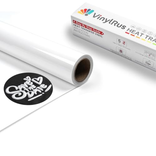 VinylRus White Puff Vinyl Heat Transfer 3D -12 x 6ft Puff Iron on Vinyl for T-Shirt Puff HTV Vinyl Roll for Silhouette Cameo or Maker Easy to Cut and Weed
