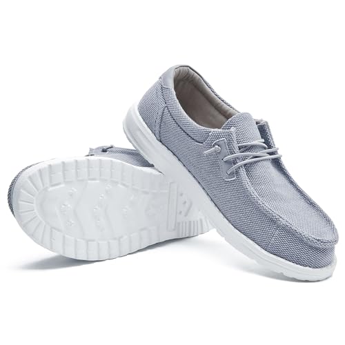 Image of Men's Canvas Loafers, Slip On Casual Shoes | Hands Free, Lightweight, Comfortable, Breathable Upper, Walking Shoes, Stretch, Travel, Vacation, Everyday Wear