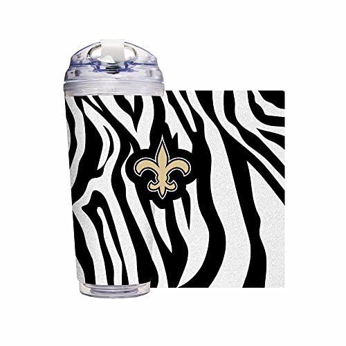 Image of Rico Industries NFL Football Glitter 24oz Acrylic Glitter Tumbler with Hinged Lid, Officially Licensed Double Wall Tumbler with Straw