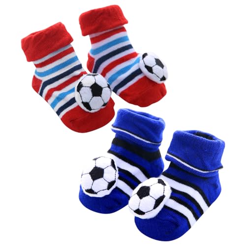 2 Paar Baby-Fußball-Elementsocken, Rutschfeste Babysocken, Warme...