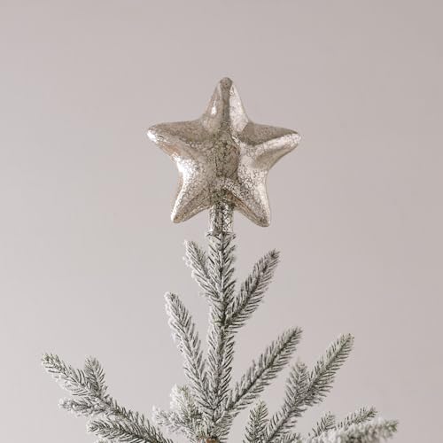 Lights4fun Adorno de árbol de Navidad de Cristal con Forma de Estrella Decoración Navideña para Interiores