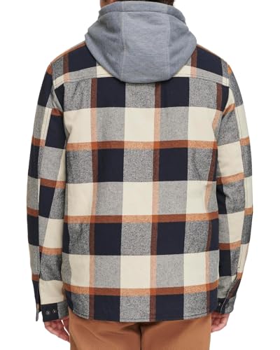 Image of Levi's mens Plaid Sherpa Lined Hooded Shirt Jacket (Regular & Big & Tall Sizes)
