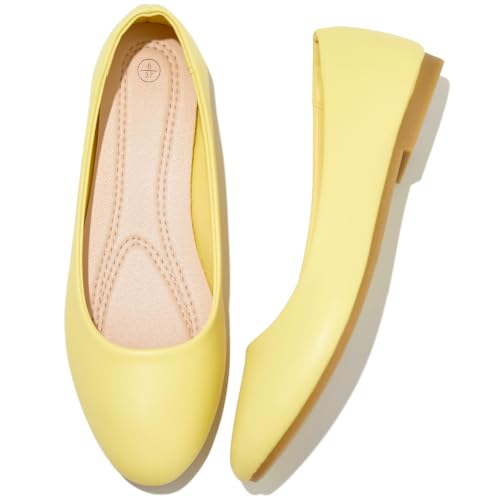 Image of Women's Ballet Flats Shoes Dress Slip on Shoes | PU Leather Teacher Business Casual Loafers Non Slip Low Heel Dressy