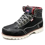 [エドウィン] 防水 ブーツ メンズ 軽量 スニーカーブーツ ハイカット カジュアルブーツ PUレザー 革靴 幅広 上質素材 おしゃれ 紐靴 EDM8500 ブラック 25.5