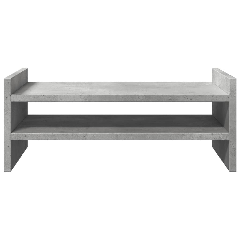 Supporto per monitor in legno grigio cemento, 50 x 27 x 20 cm, con 2 ripiani per laptop e ufficio, altezza monitor per lavoro ergonomico