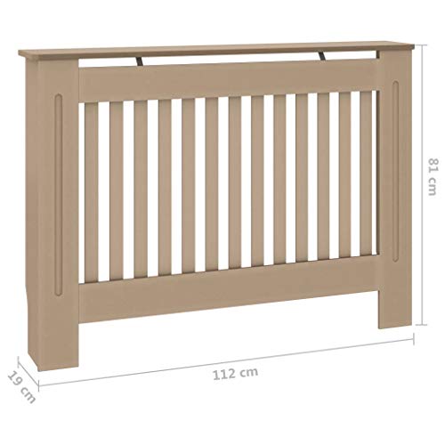 INLIFE Radiator Cover MDF Heating Cover Cabinet with Matt Finished Vertical Slats Design and Smooth Top Heating Cabinet for Home and Office Beige 44.1"x 7.5"x 32.1"(LxWxH)