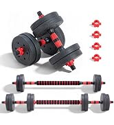NEWBULIG Adjustable Dumbbell Set, 20 lbs Free Weights Set 4 in 1, Used as Dumbbell, Barbell, Weig...
